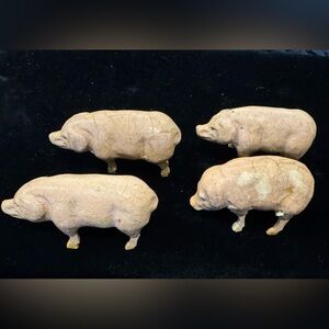 Antique Set of Four German Putz Stick Leg Pigs